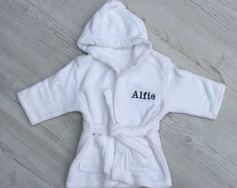 Personalised Kids Dressing Gown - Custom Toddlers Bath Robe - Embroidered Name