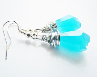 Abaco Blue - Stunning Blue Glass Earrings - FREE shipping WAI - affordable earrings - A beautiful gift - beach - sale - Autumn Fall