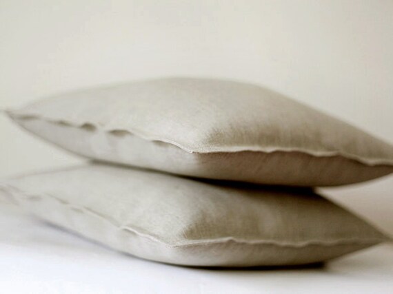 Linen pillow covers set of 2, decorative pillows for home decor may be used as euro shams 0019