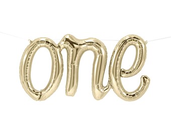 One Balloon 30", White Gold Script Balloon, Boys 1st Birthday, 1st Birthday Balloon, One Banner, First Birthday Balloon, Girls 1st Birthday