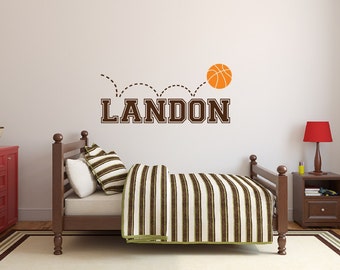 Personalized Basketball Name Decal - Basketball Wall Decor - Boys Name Wall Decal - Sports Decor Kids Room Teen Name Vinyl Wall Decal Sports