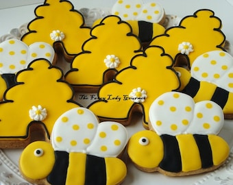 Bumble Bee and hive cookies 1 dozen
