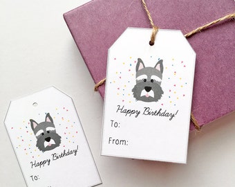 10 Schnauzer Gift Tags, Dog Birthday Gift Tags, Dog Birthday Tags, Cute Puppy Gift Tags, Schnauzer Lover Gift, Dog Gift Tags, Dog Party Tags