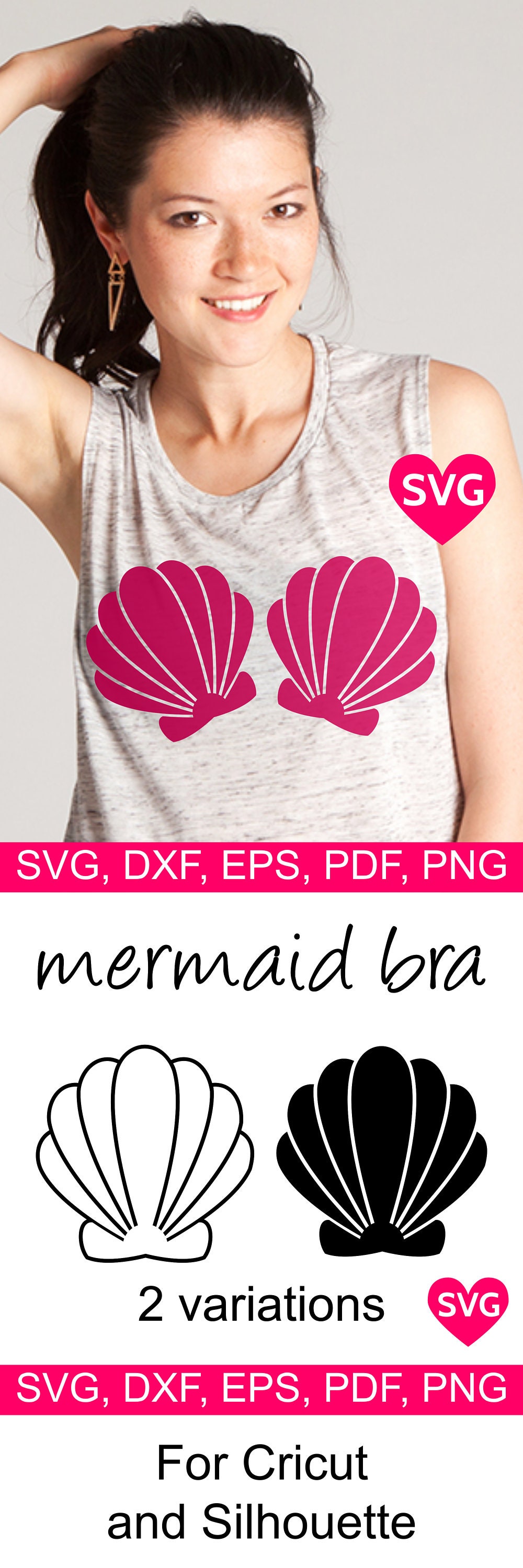 Download Mermaid Bra with Sea Shells SVG file for Cricut and ...