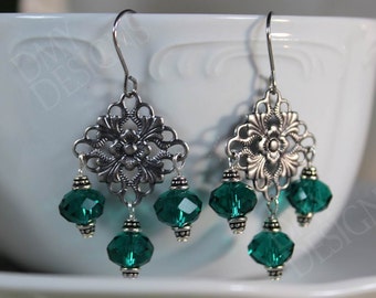 Filigree Emerald Earrings