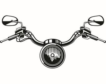 Motorcycle Handle Bars #6 Light Bike Biker Chopper Part Mechanic Service Repair Shop Logo .SVG .EPS .PNG Clipart Vector Cricut Cut Cutting