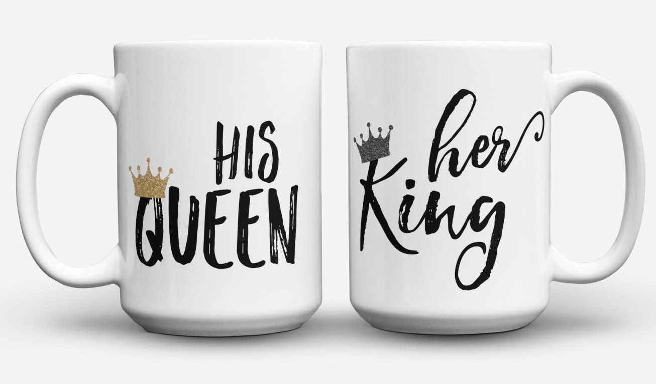 Download His and Hers Coffee Mug Set His Queen Her King King and