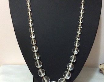 Vintage Edwardian Rock crystal 25Inch necklace