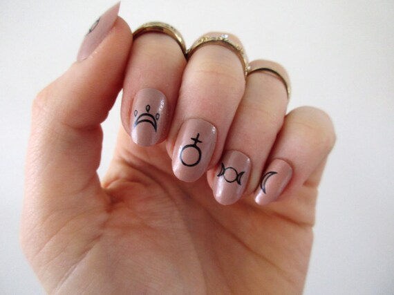 Witch Nail Tattoos / Nail Decals / Nail Art / Boho Nails / - Witch Nail Tattoos / Nail Decals / Nail Art / Boho Nails /