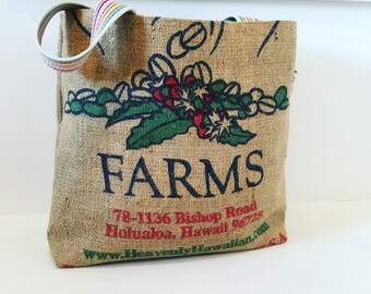 Heavenly Hawaiian Coffee Sack Tote / Medium Tote/ Burlap Bag