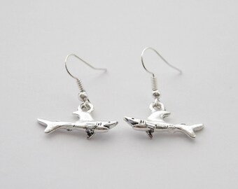Shark Earrings Shark Jewelry Nautical Earrings Silver Shark Earrings