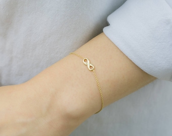 Gold Infinity Bracelet, 14k Solid Gold Bracelet, Friendship Bracelet, Dainty Bracelet, Eternity Bracelet, Simple Bracelet,Minimalist Jewelry