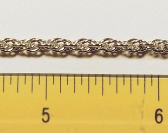 5 feet vintage silver tone rope chain 3mm wide - f1708