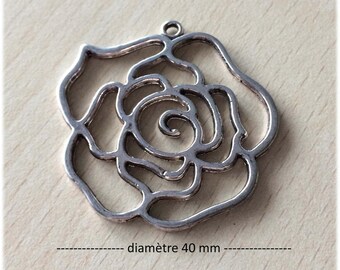 Connector / pendant antiqued Silver "rose"