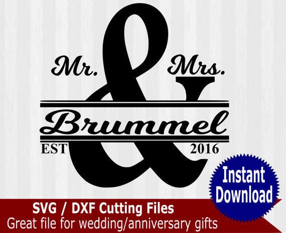 Download Mr and Mrs svg cutting file Split monogram frame wedding