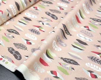 Japanese Fabric Kokka feather trefle canvas - pink - fat quarter