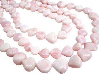 Pink Opal Briolettes, Pink Opal Beads, Pink Peruvian Opal, 13mm, Smooth Heart Briolettes, SKU 3979A