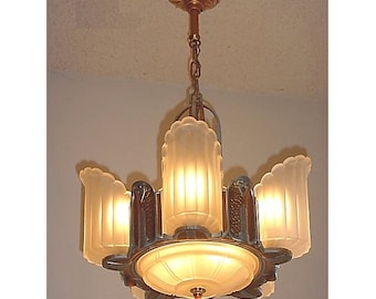 6 Light Vintage Art Deco Lighting Fixture