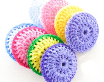 Crochet Nylon Dish Scrubbies - Set of 8 - Pastel Collection - Pot Scrubber
