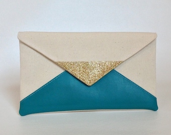 Turquoise glitter clutch, bridesmaid clutch, bridesmaid gift, wedding gift, wedding clutch, teal clutch, clutch purse, gift for her