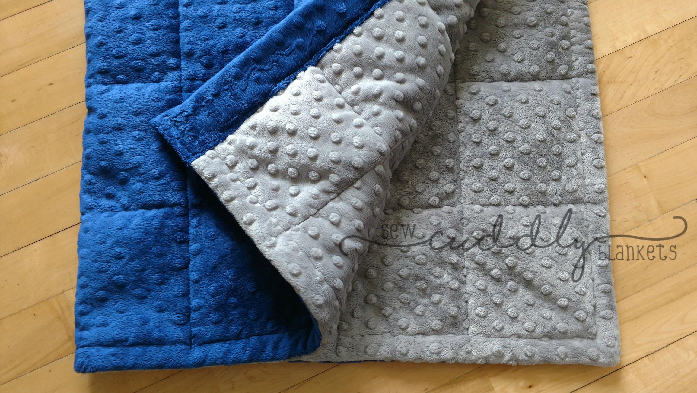 Royal Blue & Grey Minky Dot Weighted Blanket Custom Made to