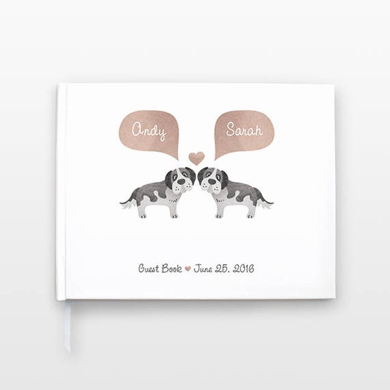 ST BERNARD Dog Wedding Guestbook, Unique Wedding Guest Book Wedding Gift, Hardcover Personalized Journal Couple Notebook Animal Wedding Book