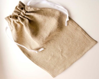 Handcrafted Natural LinenTravel Shoe Bag with Velvet Drawstring