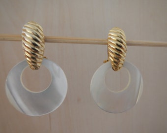 Vintage Earrings of Abalone Shell Loops