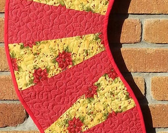 Wavey Christmas quilted table runner - table topper - 100% Cotton fabric