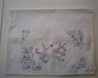 Embroidered Octopus Tea Towels (2)