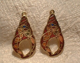 Cloisonne Pendants, Shell, 2 pcs. 37X18mm No. 61258