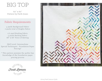 Modern Quilt Pattern - Big Top - PDF