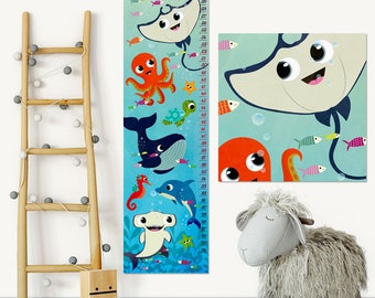Under the Sea Nursery Decor Ocean Growth Chart Kids Height Chart Kids Growth Chart Wall Growth Chart Wall Height Chart Growth Chart Decal