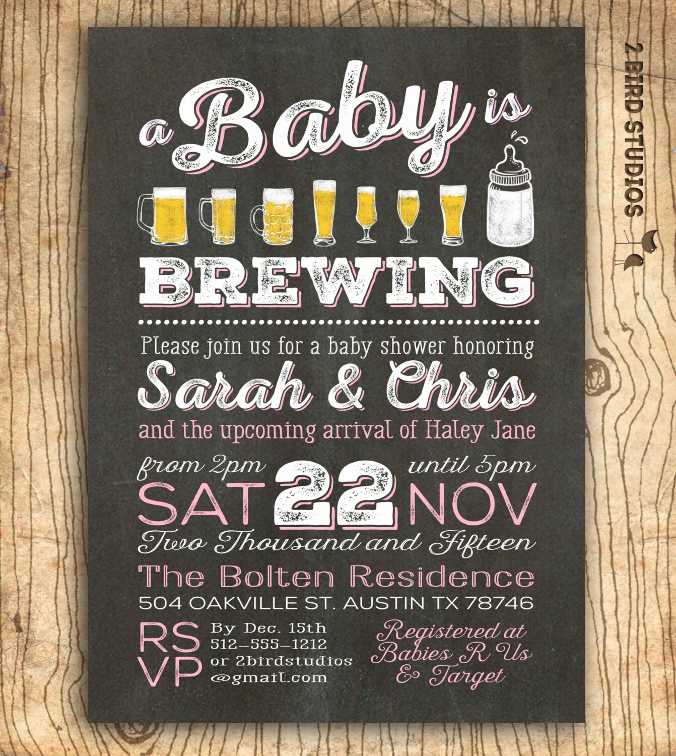 Coed baby shower invitation Beer baby shower invitation