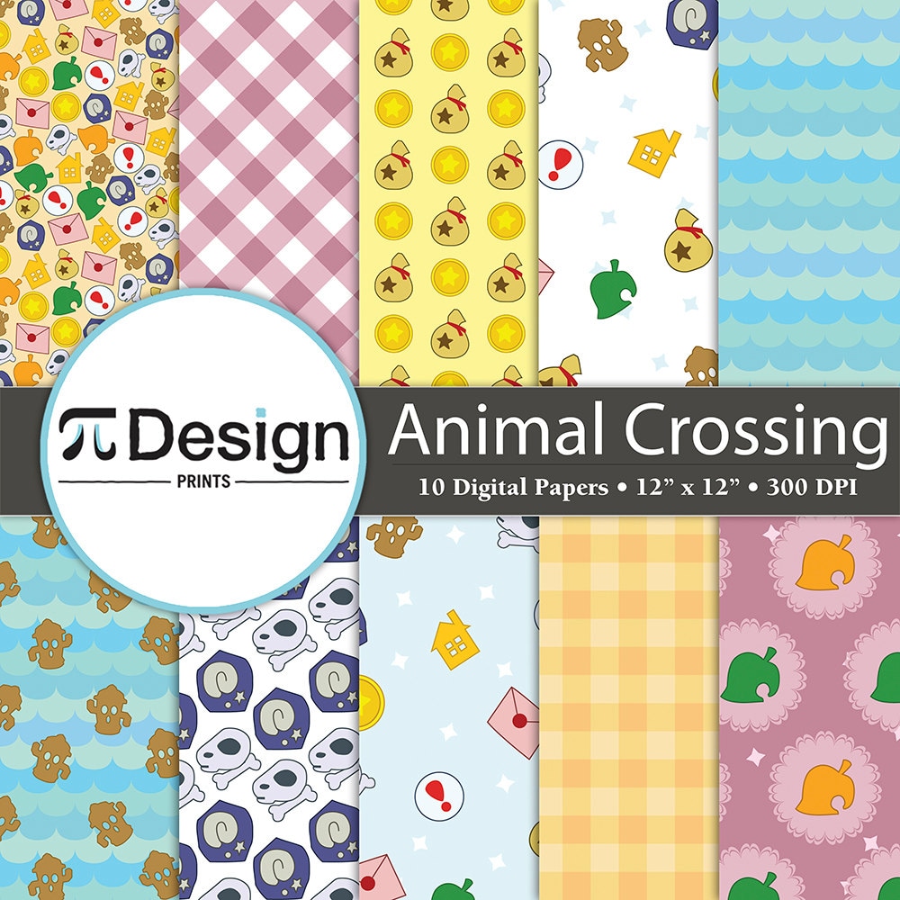 12x12 Animal Crossing Digital Paper Pack of 10