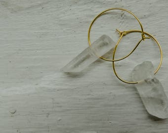 Quartz Dangle Hoops