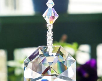 Rear View Mirror Charm Swarovski Crystal Car Accessories Rearview Mirror Car Charm Prism Suncatcher