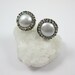 Silver Freshwater Pearl Pave Earring,Solid Sterling Silver Posts,Pearl and Pave Earrings,Silver Pearl Earring, Zircon Pave-1 Pair-SKU:694003