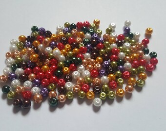 Tartan pearl mix, Glass pearl mix, Glass pearl beads, Bead mix, Bead soup, Glass pearls, Glass beads, Pearl beads, Jewellery making