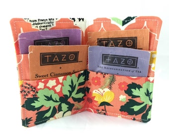 Tea Wallet - Tea Bag Wallet - Tea Bag Case - Tea Bag Holder - Tea Holder - Orange Tea Bag Caddy - Tea Bag Cozy Fabulous Main in Coral