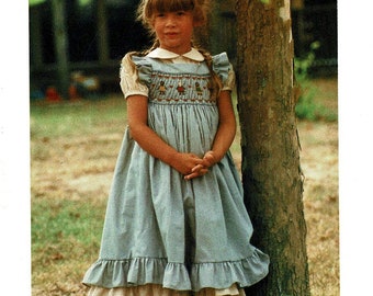 Girls Smocked Country Apron Sewing pattern child size 2 4 6, Debbi Lashbrook, Use Your own smocking pattern with this, Vintage 1980s Uncut