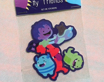 Set of 3 self-adhesive friends monsters
