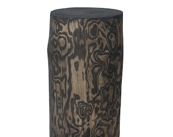 Dekosäule wooden column Design column stool Smoked oak tree