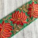 Green Fabric Trim-Multi-Color Embroidered Floral Design Silk Fabric Trim-Sari Border-Lehenga Dupatta Table Runner Quilt Bag-Indian Sari Trim