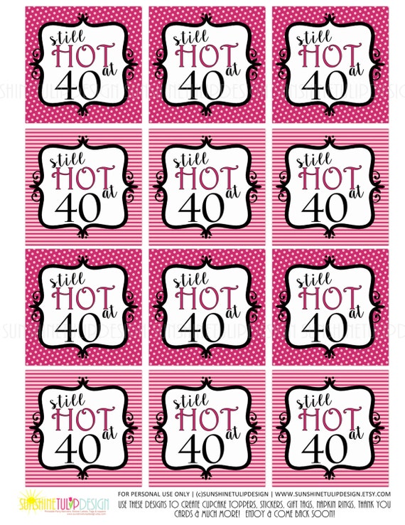 Free Printable 40th Birthday Labels