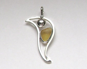 SALE!! Sea Glass Jewelry - Sterling Rare Yellow Sea Glass Pendant