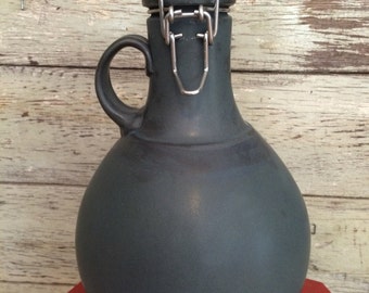 Ceramic Beer Growlers with swing-top lid - 64 oz. Matte Blue