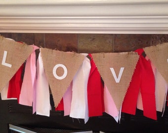 Valentines Day fabric garland