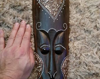 Hand-Carved Wood Mask from Bali, Indonesia! Wall Art decor! Wood Carving 20" (F4)