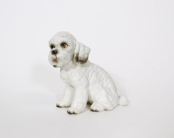 Vintage White Fluffy Poodle Dog Figurine